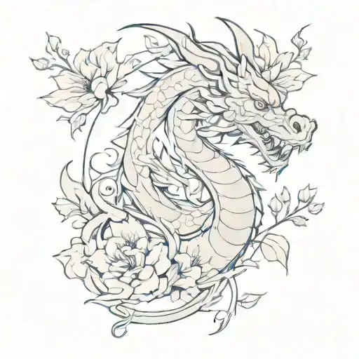 Dragon With Flowers