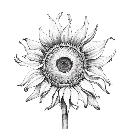 Sunflower With Stem Intertwined With Stem And Rose