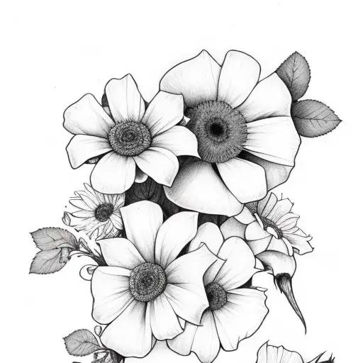 Rose And Daisy And Morning Glory Bouquet