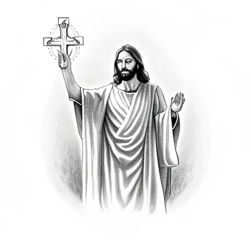 Jesus Praying Holding A Rosary Wrapped Around Arm