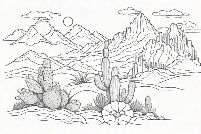 Mountains With Cactus