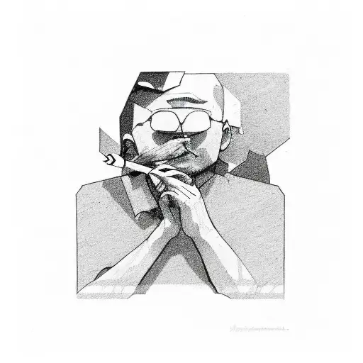 Broken Angle Sitting On Rock Smoking Cigarette