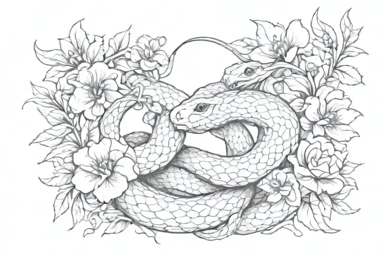 Snake With Flowers