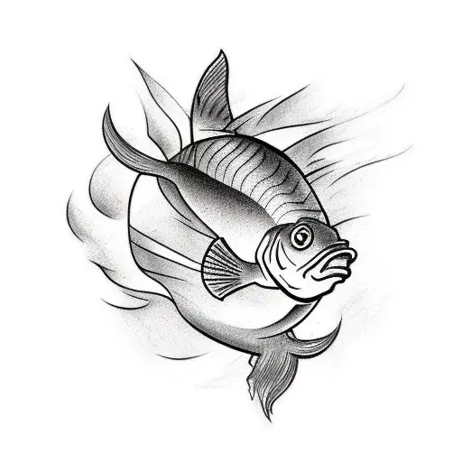 Create A Tattoo That Has A Fish With Its Tail Coming Out Of A Small Smoke