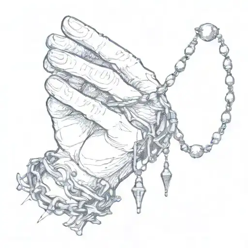 Preying Hands With Rosary Beads