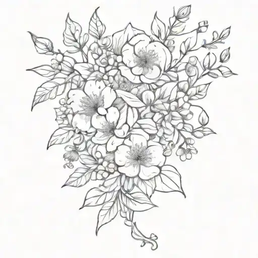 December July Birth Flower Intertwined