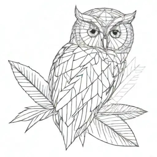 Owl Feather That's Geometric On One Side
