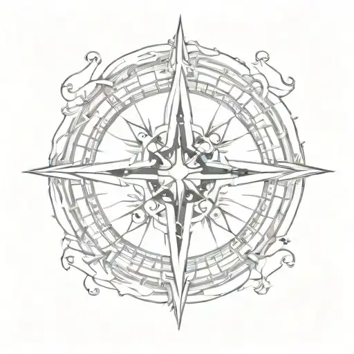 Compass With A Religious Cross Intertwined