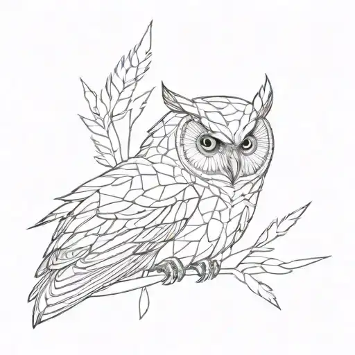 Owls Feather That's Geometric Design Incorporating