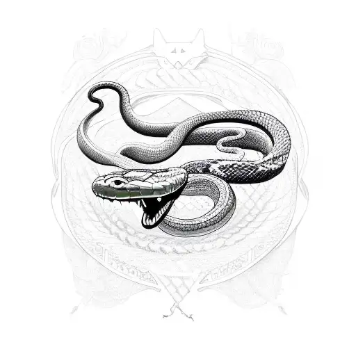 A Snake Coiling Around A Sword