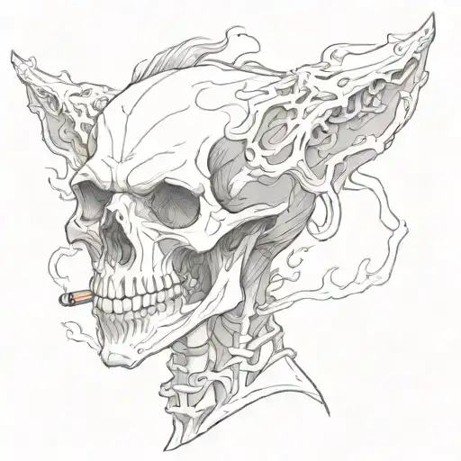 Wolf Smoking Skeleton Man