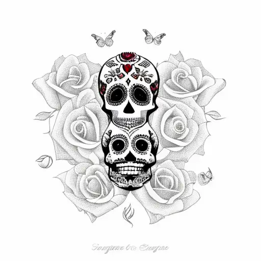 Sugar Skull With Roses
