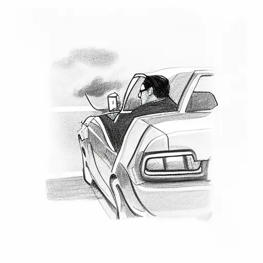 Guy In Car Smoking A Cigarette