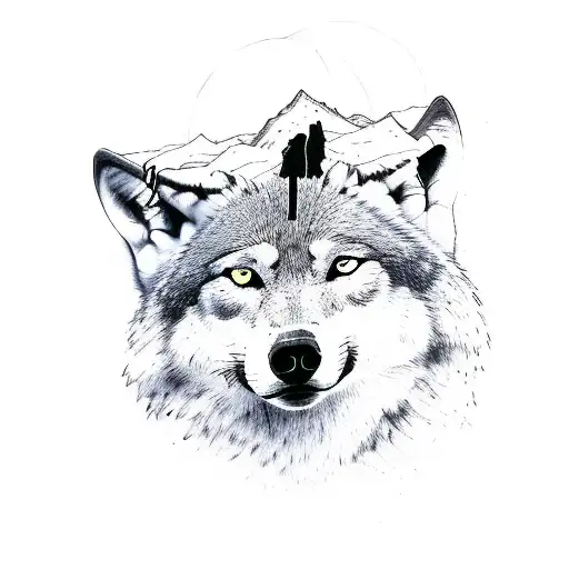 Wolf Climbing The Mountain