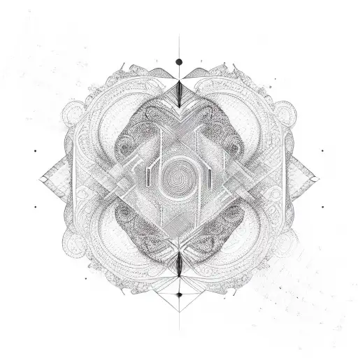 An Abstract Musical Note Composed Of Geometric Lines And Floral Elements