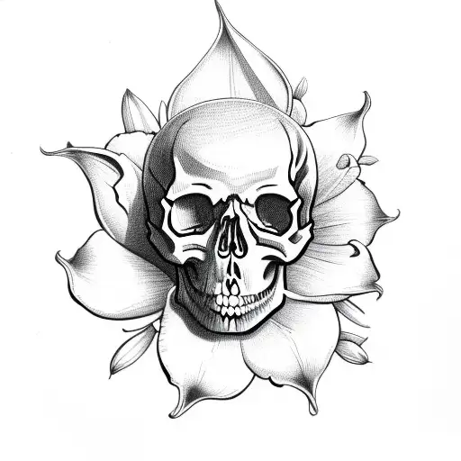 Skull And Lilly Flower