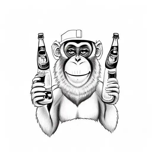 Cute Monkey With A Beer In His Hand