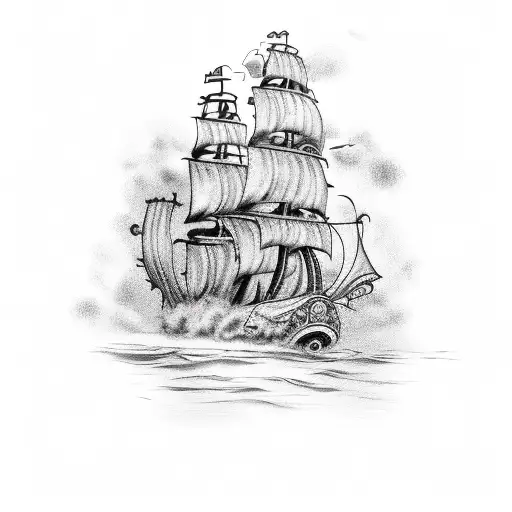 A Pirate Ship Sailing On A Sea Of Fireball Whiskey