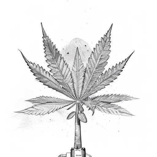 A Sketch Style Design Of A Marihuana Plant With Rap Lyrics Incorporated