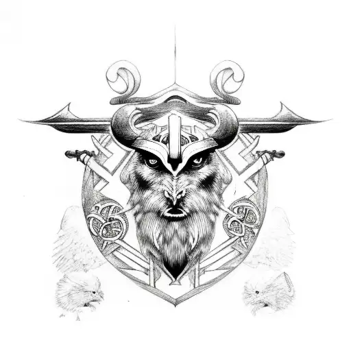 Odin With Hugin And Munin And Vegvisir