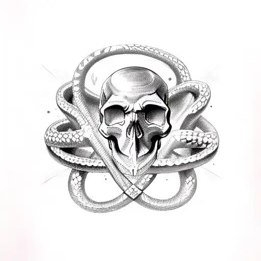 Skull With Snake And Halo