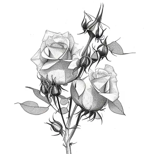 Roses And Honeysuckle Around A Tree