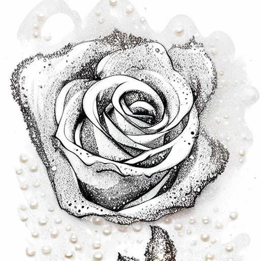 Glitter White Rose With Melting Ice And Pearls
