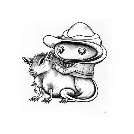 Alien Cowboy Riding A Rat