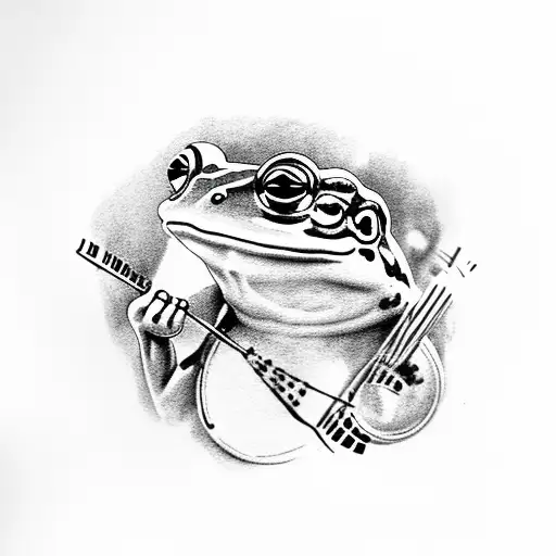 Frog Playing Banjo Smoking A Cigarette