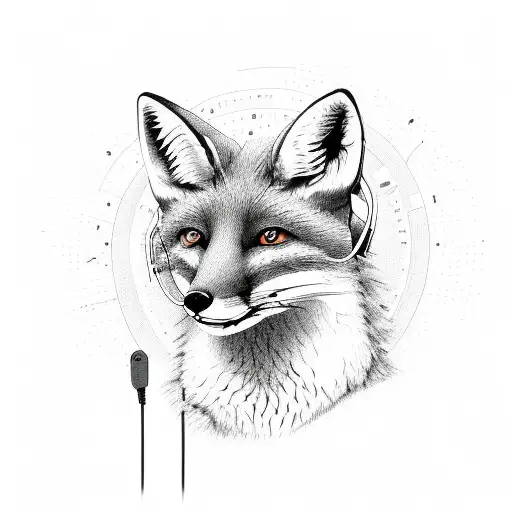 A Fox Wearing Headphones And Surrounded By Binary Code