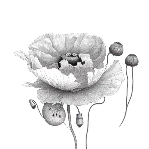 Poppy Flower With Brown Brindle Color Instead Of Regular Color