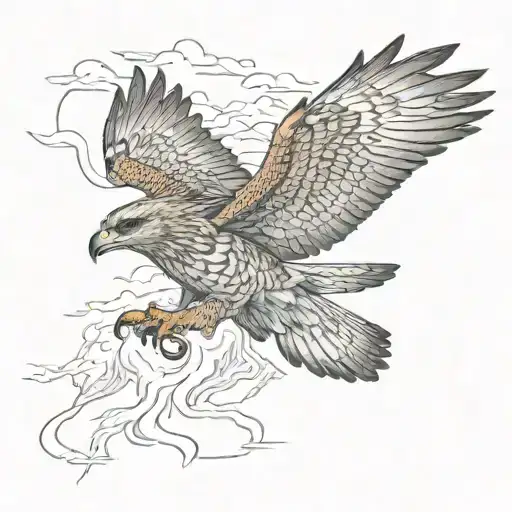 Redtail Hawk Flying Down A Road Winding