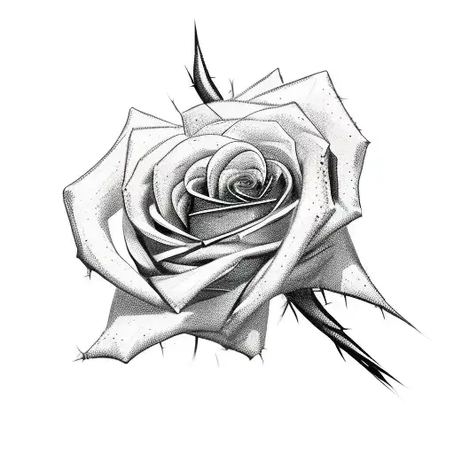 Chain Of Barbed Wire And Rose