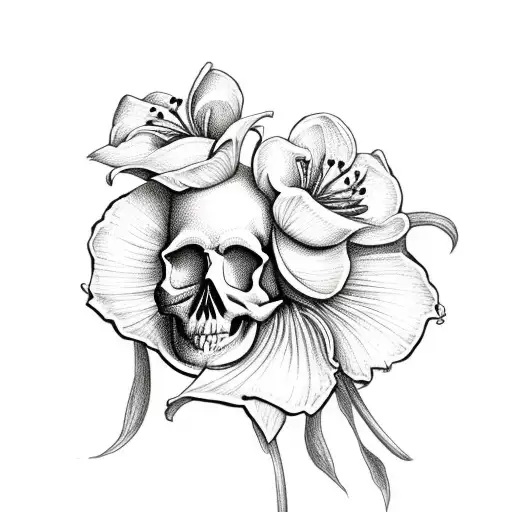 Skull And Lilly Flower