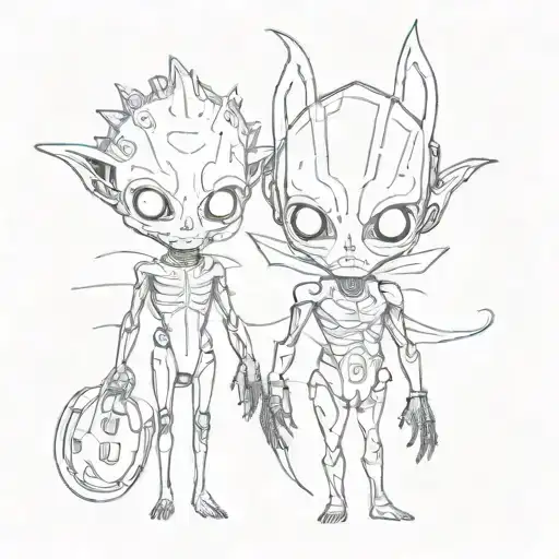 Matching Best Friend Aliens One Tall And One Is Short