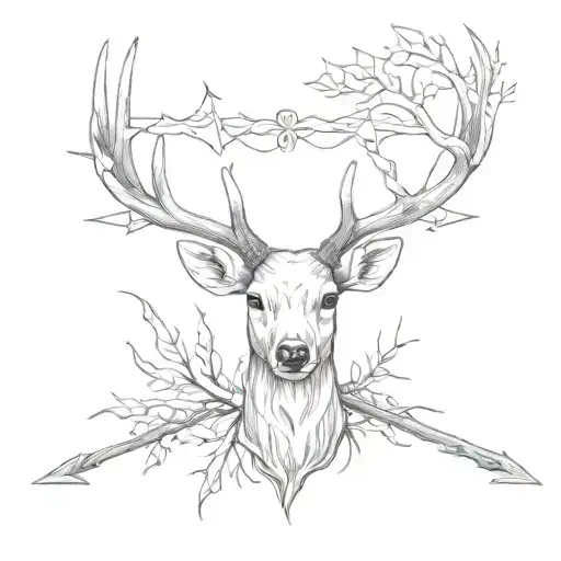 Simple Deer Antler With Arrow Part Of Deer Antler