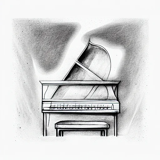 Abstract Piano Keys And One Robin With Grandma Written Inside