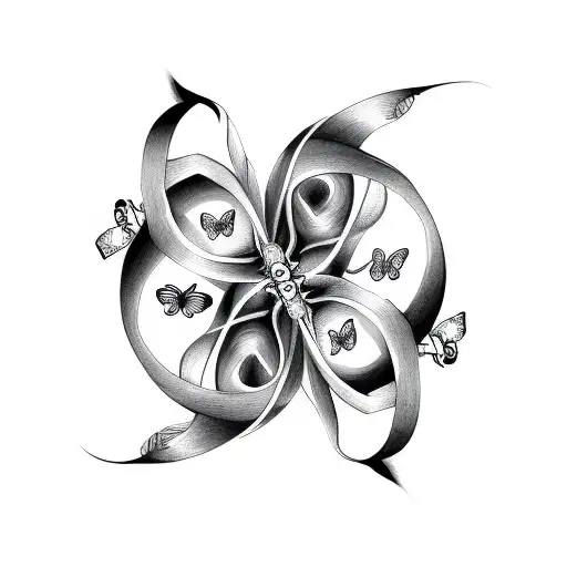 Infinity Symbol With Three Butterflies