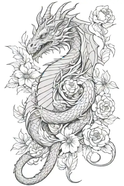 Dragon With Flowers
