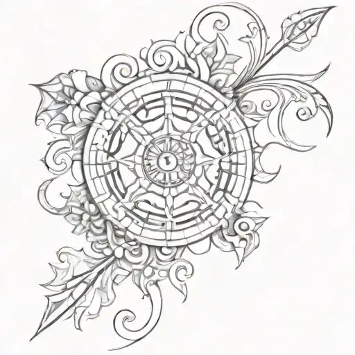 Design A Black And Grey Ornamental Tattoo With Hidden Symbols Representing Different Aspects Of Life