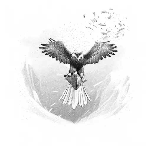 A Sketch-style Illustration Of An Eagle Catching A Fish Mid-air