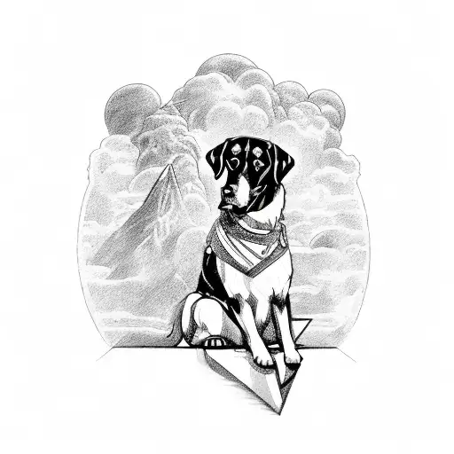 Super Strong Black Lab Sitting On A Throne With A Rift In The Sky Behind Him