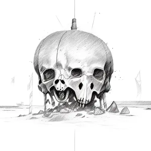 A Sketch-style Beach Scene With Horror Movie References Hidden In The Details