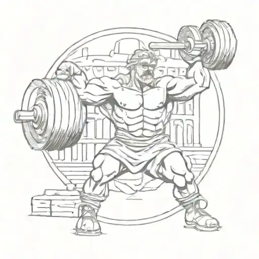 A Sketch Of A Strongman Lifting Weights In A Roman Colosseum