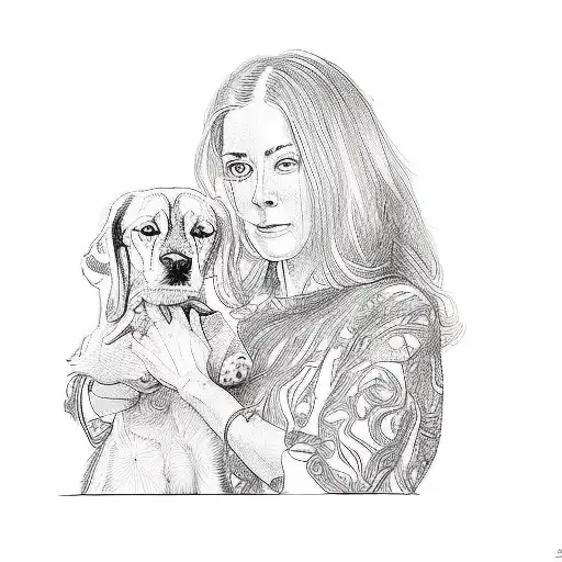 A Woman Holding A Dog