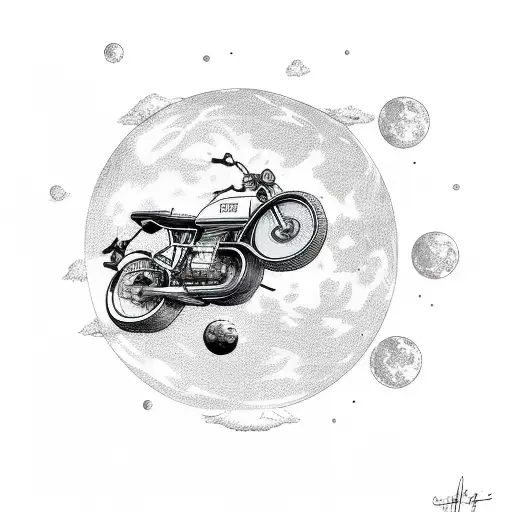 A Motorcycle Speeding Across The Surface Of The Moon