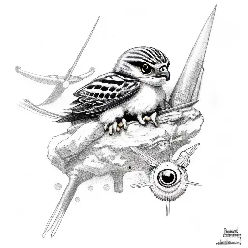 Baby Hawk With Ladybird