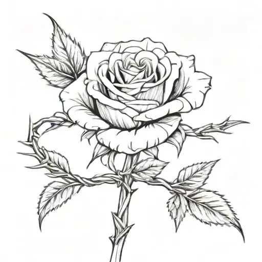 Barbed Wire Rose Long Stem Half Closed