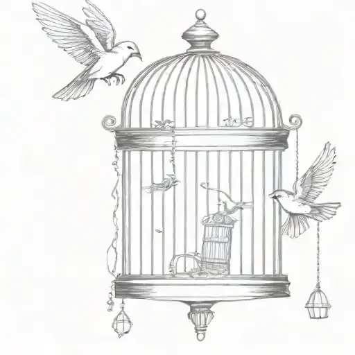 A Bird Flying Out Of A Cage