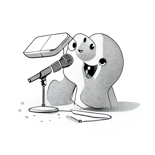 Cartoon Ghost Singing In Microphone
